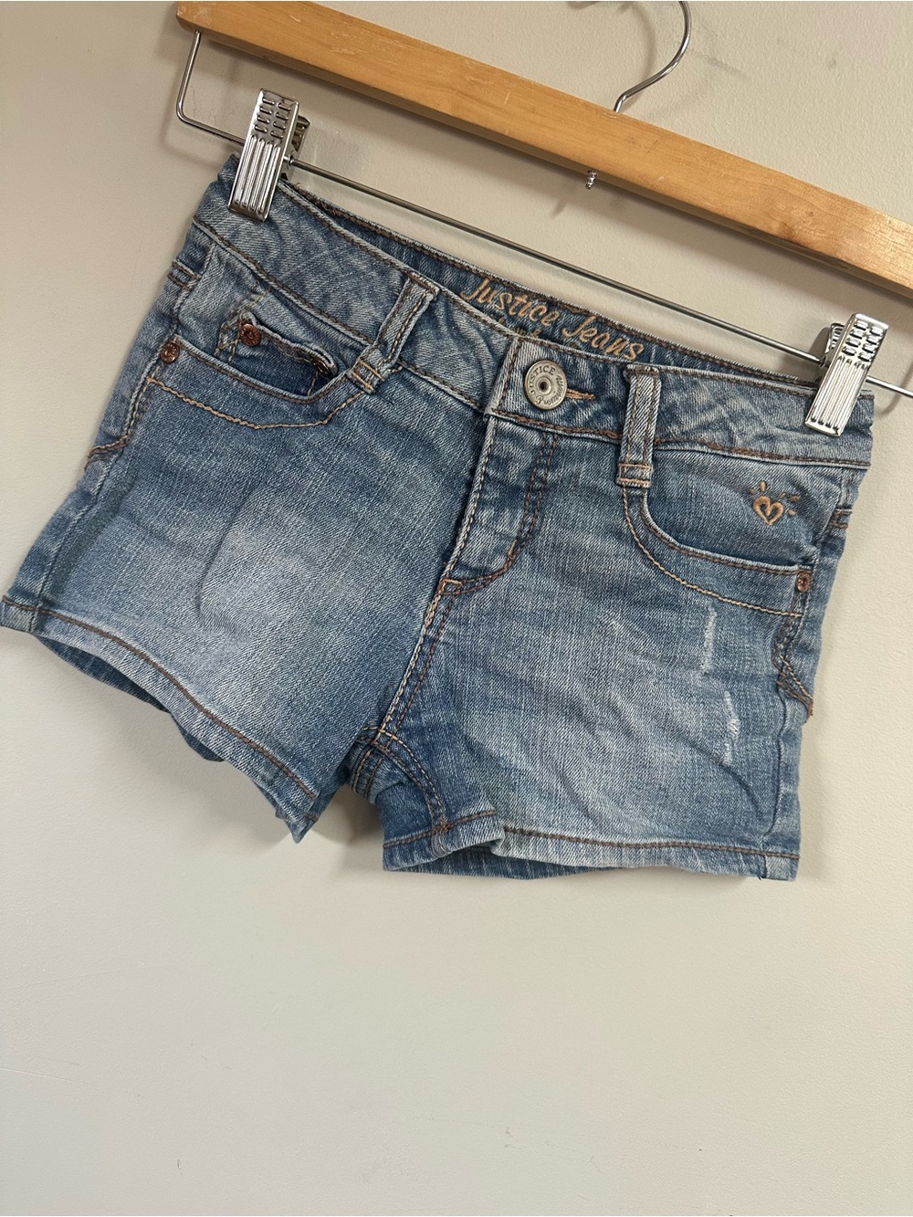 Justice Light Wash Denim Jean Shorts - Blue